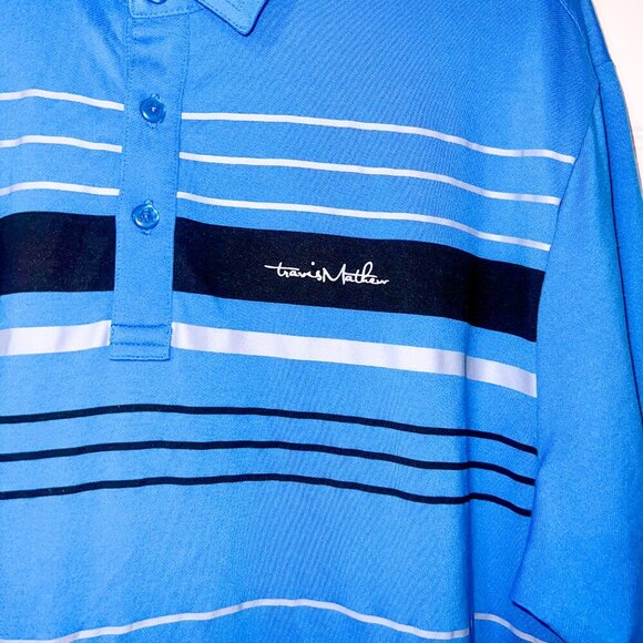 Travis Mathew Golf Polo Shirt Blue Stripes Size L - Picture 2 of 7